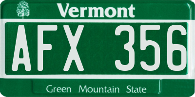 VT license plate AFX356