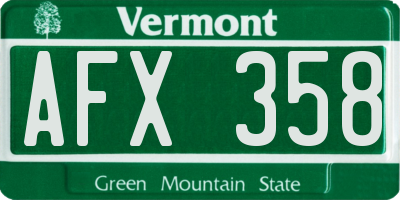 VT license plate AFX358