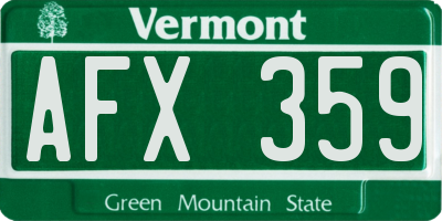 VT license plate AFX359