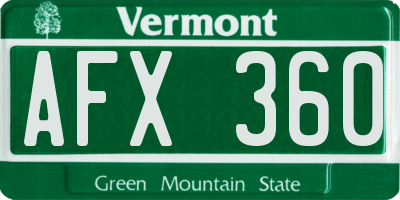 VT license plate AFX360