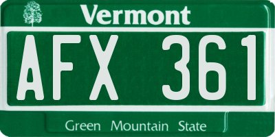VT license plate AFX361