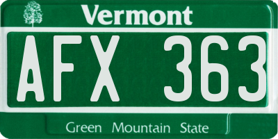 VT license plate AFX363