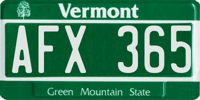 VT license plate AFX365