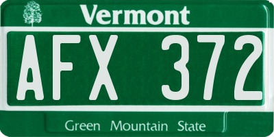 VT license plate AFX372