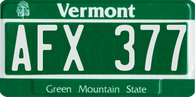 VT license plate AFX377