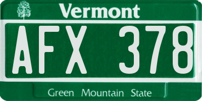 VT license plate AFX378