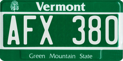 VT license plate AFX380