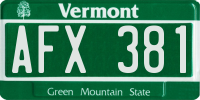 VT license plate AFX381