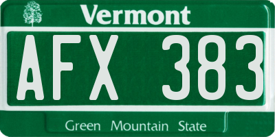 VT license plate AFX383