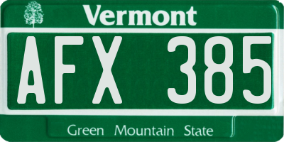 VT license plate AFX385
