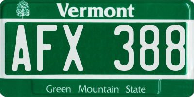 VT license plate AFX388