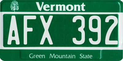 VT license plate AFX392