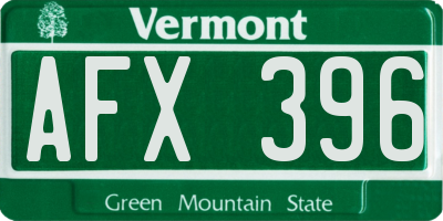 VT license plate AFX396
