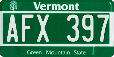 VT license plate AFX397