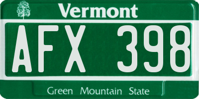 VT license plate AFX398