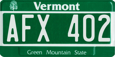 VT license plate AFX402