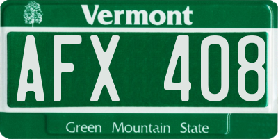 VT license plate AFX408