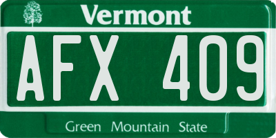 VT license plate AFX409