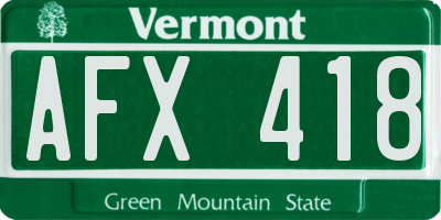 VT license plate AFX418
