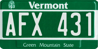 VT license plate AFX431