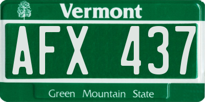 VT license plate AFX437