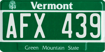 VT license plate AFX439