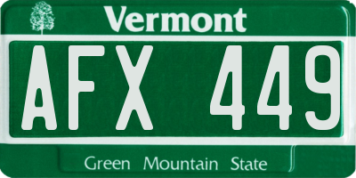 VT license plate AFX449