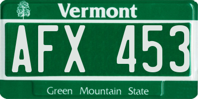 VT license plate AFX453