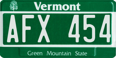 VT license plate AFX454