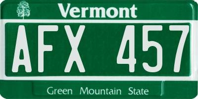 VT license plate AFX457