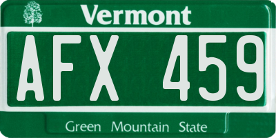 VT license plate AFX459