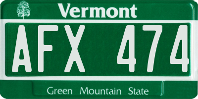 VT license plate AFX474