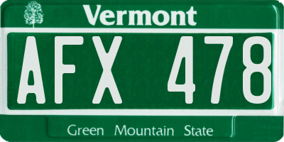 VT license plate AFX478