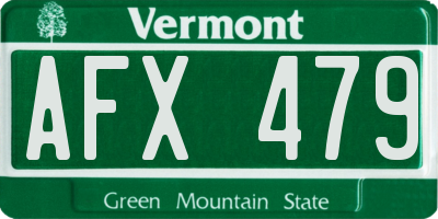 VT license plate AFX479