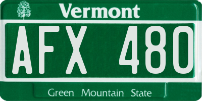 VT license plate AFX480