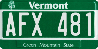 VT license plate AFX481