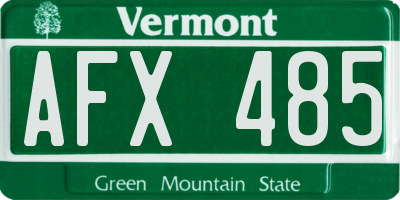 VT license plate AFX485
