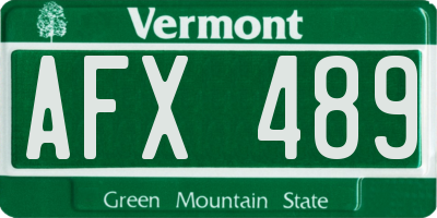 VT license plate AFX489