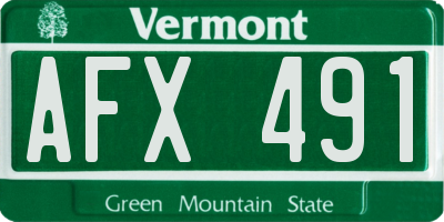 VT license plate AFX491