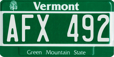 VT license plate AFX492