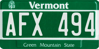 VT license plate AFX494