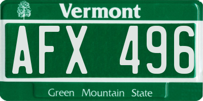 VT license plate AFX496