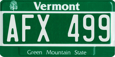 VT license plate AFX499