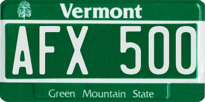VT license plate AFX500