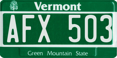 VT license plate AFX503