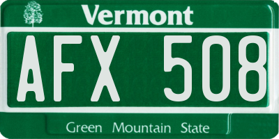 VT license plate AFX508