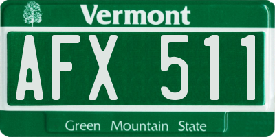 VT license plate AFX511
