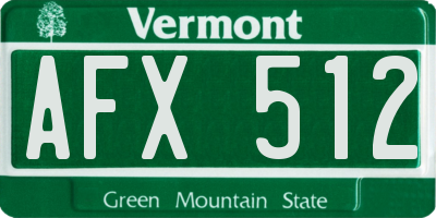 VT license plate AFX512