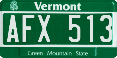 VT license plate AFX513