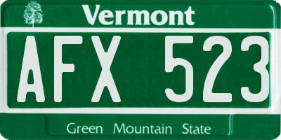 VT license plate AFX523
